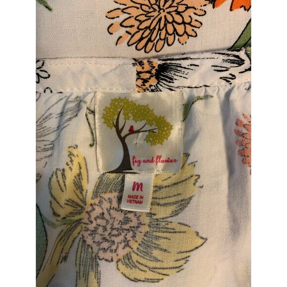 Fig and Flower Size Medium Women's Floral/Lace Print Cold Shoulder Boho Blouse - Picture 5 of 8